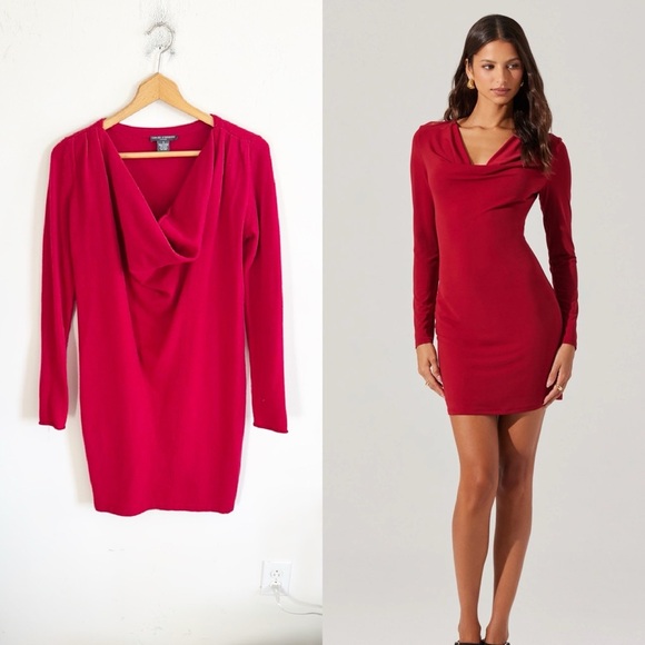 Chelsea & Theodore red cashmere long sleeve sweater dress size small Christmas - Picture 1 of 6